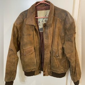 Expedition Vintage Brown Leather Bomber Jacket